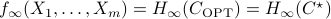 f_{infty}(X_1,dots, X_m)=H_{infty}(C_{mathrm{OPT}})= H_{infty}(C^{star})